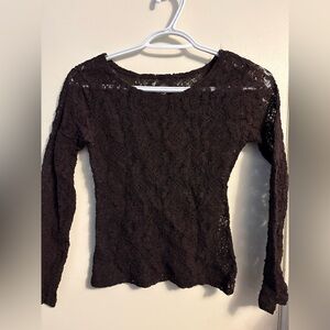 Vintage Dark Chocolate Brown Thick Lace top